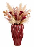Mica Decorations Bloemenvaas Thom - bordeaux rood - keramiek - 30 x 20 cm