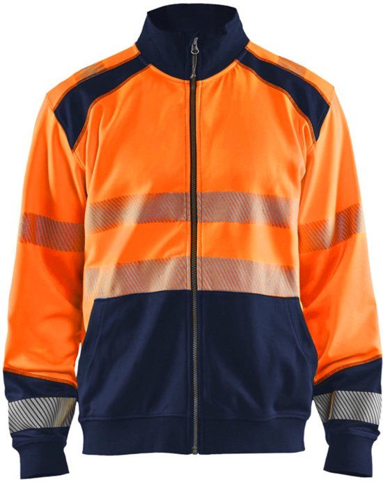 Blåkläder Sweatshirt hele rits High Vis 3558-2528 - High Vis Oranje/Marineblauw - XXXL