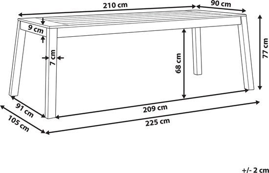 Beliani LIVORNO - Tuin Eettafel - 210x90cm - Acacia Hout - Lichtbruin