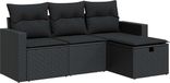 vidaXL 4-delige loungeset met kussens, polyrattan, zwart