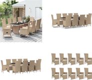 vidaXL Ensemble de jardin 11 pièces avec coussins, beige, en polyrotin