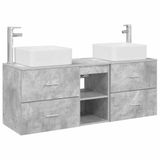 vidaXL Badkamerkastenset 3 st Betongrijs 129 x 41 x 80 cm Bewerkt hout
