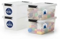 Boîtes de rangement avec couvercle - Set de 4 - 4,5 l - 29 x 18,5 x 13,3 cm