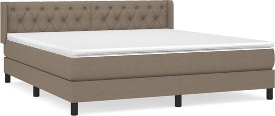 vidaXL Boxspring met matras stof taupe 160x200 cm