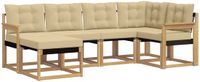 vidaXL Hoek loungeset 6-delig Wit en Beige Acacia Hout