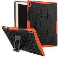 HongMan Hoes voor Lenovo Tab4 10 TB-X304F / N (10,1 inch) Tablet, Beschermhoes Case Dual Layer Hybride Tablethoes Stootvast Hoes met Stand, TPU Silicone + Harde PC Cover Bumper, Oranje