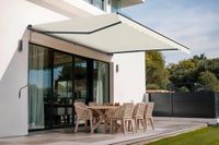 Merkloos Handmatige Zonneluifel Beige 4m x 3m UV50+ Bescherming Tuin en Terras