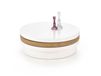 Table basse ronde laqué blanc et bois 80cm