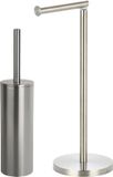 Spirella Badkamer accessoires set - WC-borstel/toiletrollen houder - metaal - zilver