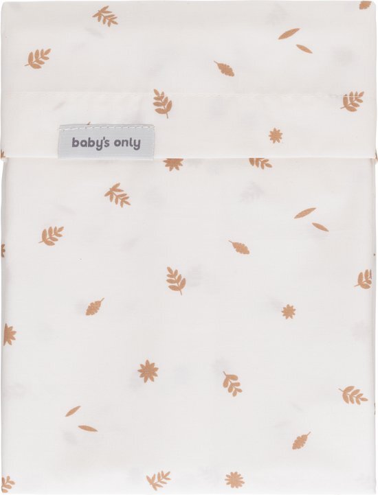 Baby&#39;s Only Ledikant laken Maple - Beige/Wit - Met Bladeren motief - 120x150 cm - 100% katoen