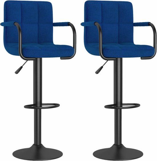 vidaXL Barkrukken 2 stuks stof blauw