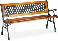 Merkloos Tuinbank - 2 personen - Hout - Gietijzer - Bruin/Donkergroen/Zwart - 73 x 125 x 52 cm