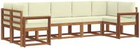 vidaXL - Hoek loungeset - 7 zitplaatsen - Acacia hout - Naturel en crème