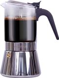 VeoHome Espressomaker 360ml RVS - Glazen Kristal Moka pot- Percolator voor inductie 6 kops, Compatibel met Alle Kookplaten