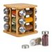 Relaxdays kruidencarrousel, 12 kruidenpotjes, natuur | 360° draaibare kruidenhouder, HxBxD: 21x17x17 cm, bamboe