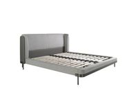 Lit en tissu gris clair et simili cuir gris foncé