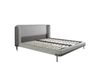 Lit en tissu gris clair et simili cuir gris foncé