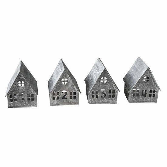 LOBERON Windlichtje set van 4 Ivolere antiekgrijs