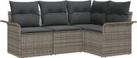 vidaXL Tuinbank Set 4-zits Poly Rattan Grijs
