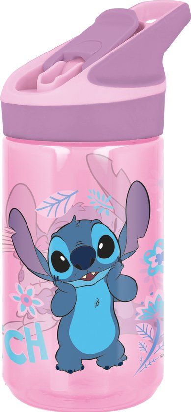 4KidsOnly Disney's Stitch Tritan Premium Drinkfles Pink Jungle - 480 ml
