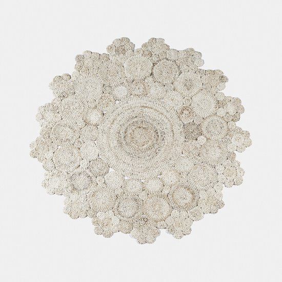 Loberon Norlinn Vloerkleed voor binnen en buiten, beige, 150 cm, polyester, gebloemd