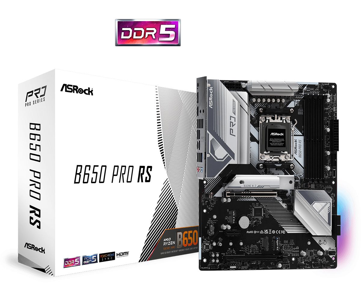 ASRock B650 Pro RS - Motherboard - ATX - Socket AM5 - AMD B650 - DDR5 - Realtek ALC897 - Realtek 2.5G LAN