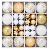vidaXL Set de boules de Noël - 88 pièces - Or et blanc - Ø 6 cm - Plastique