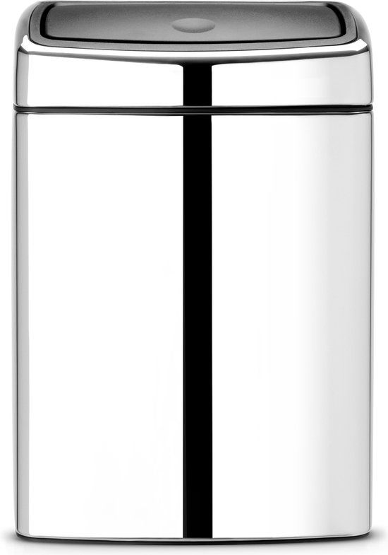 Brabantia Touch Bin Prullenbak - 10 liter - Brilliant Steel - Wandmontage