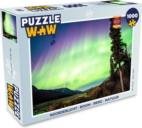 MuchoWow Puzzel Noorderlicht - Boom - Berg - Natuur - Legpuzzel - Puzzel 1000 stukjes volwassenen