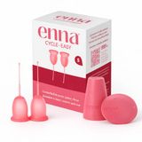 enna Cycle Easy Menstruaticup, maat S, 2 stuks | Met sterilisator enna Box, tot 12 uur bescherming, medische siliconen, herbruikbaar, gemaakt in Spanje, 17,5 ml