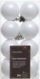 Decoris - Kerstballen - Kunststof - 4cm - Wit - 16 stuks