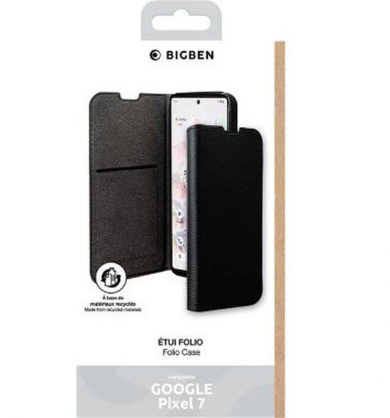 Bigben Connected, Hoesje geschikt voor Google Pixel 7 - Folio Wallet met Kaarthouder & Videostandaard, Zwart