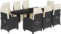 vidaXL 9-delige tuinset polyrattan zwart