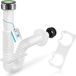 Haorui Industrial Technology Co., Ltd. Siphon flexible universel pour lavabo - Argent/Noir/Blanc - Plastique/Métal/Caoutchouc