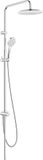 Duravit Reno Douchesysteem, waterbesparende regendouche, diameter 25 cm, met regelaar, doucheset zonder kraan, handdouche met slang en 3 straalsoorten, ideaal voor renovaties, chroom
