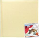 Zep S.R.L. Fotoboek/fotoalbum met 20 paginas beige 32 x 32 x 2,5 cm inclusief 500 fotoplakkers/stickers