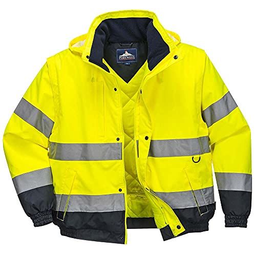 Portwest C468 Hi-Vis 2-in-1 Bomber Jacket - Yellow - Size L
