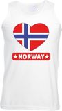 Bellatio Decorations Noorwegen singlet shirt/ tanktop met Noorse vlag in hart wit heren M