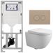 Geberit QeramiQ Dely Swirl Toiletset Compact - Inbouwreservoir UP320 - Burda Frame - Taupe Bedieningsplaat - Glans Wit