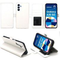 Xeptio Witte hoes voor Samsung Galaxy A35 5G Witte beschermhoes Flip portemonnee met kaarthouder