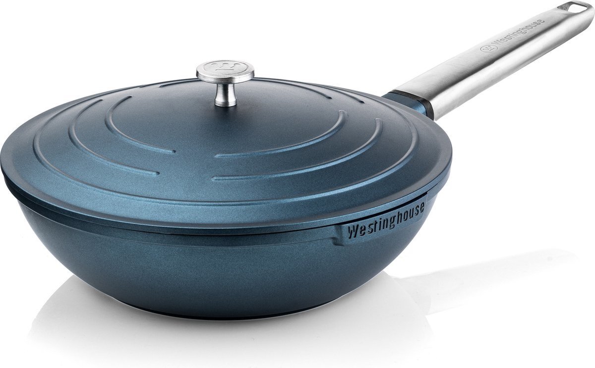 Westinghouse Performance Series - Wokpan Inductie - 28cm Wok met Deksel - Blauw - PFOA Vrij