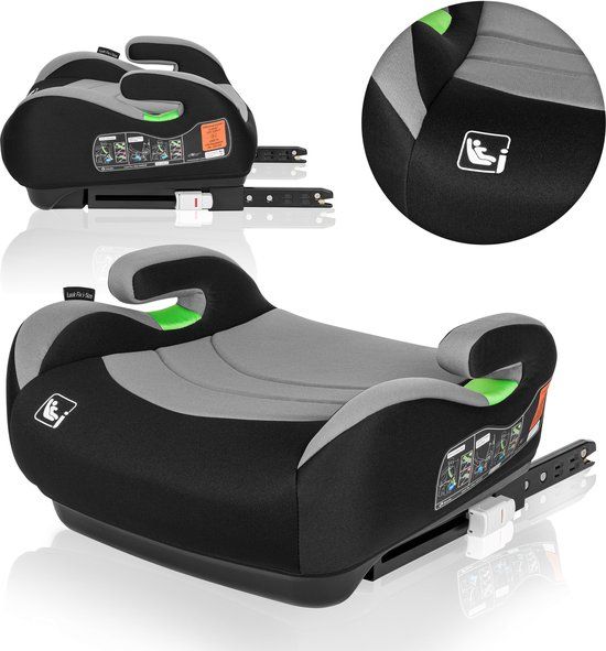 Lionelo Luuk FIX i-Size - Zitverhoger - ISOFIX - Autostoel Booster - 22-36 kg, 125-150 cm - Grijs
