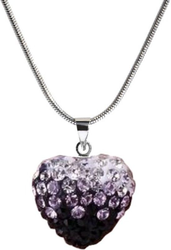 Fako Bijoux® - Ketting- Disco Dots - Hart Duo - Zwart