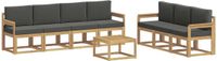 vidaXL - Acacia Hout - Bank Loungeset - Wit en Antracietkleurig - 4 Zitplekken - Zonder Kussens