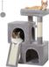 Bol 77 cm Arbre à chat avec deux condos, siège rembourré, tige, poteaux et balles interchangeables grises pour chats domestiques