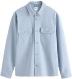 Next Heren Jersey keperstof Overshirt met drukknopen - Lichtblauw - XXL