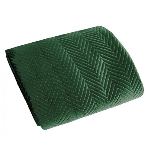 Eurofirany Exclusieve deken, sprei, glamour, quilt, bedsprei, sprei (Sofia donkergroen, 220 x 240 cm), stof