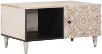 vidaXL Salontafel Wit Massief Mango Hout 80 x 50 x 40 cm