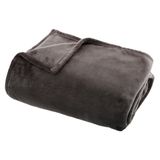 Atmosphera Plaid deken - donkergrijs - polyester - 130 x 180 cm