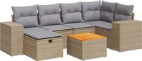 vidaXL 7-delige loungeset met kussens, polyrattan, beige